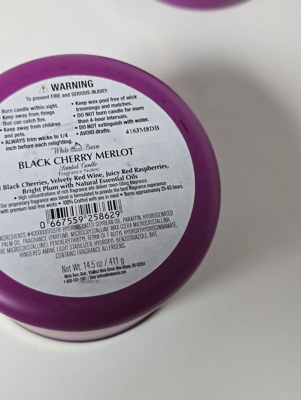 Bath & Body Works Black Cherry Merlot 3 Wick Candles Set of 2 White Barn Nwt
